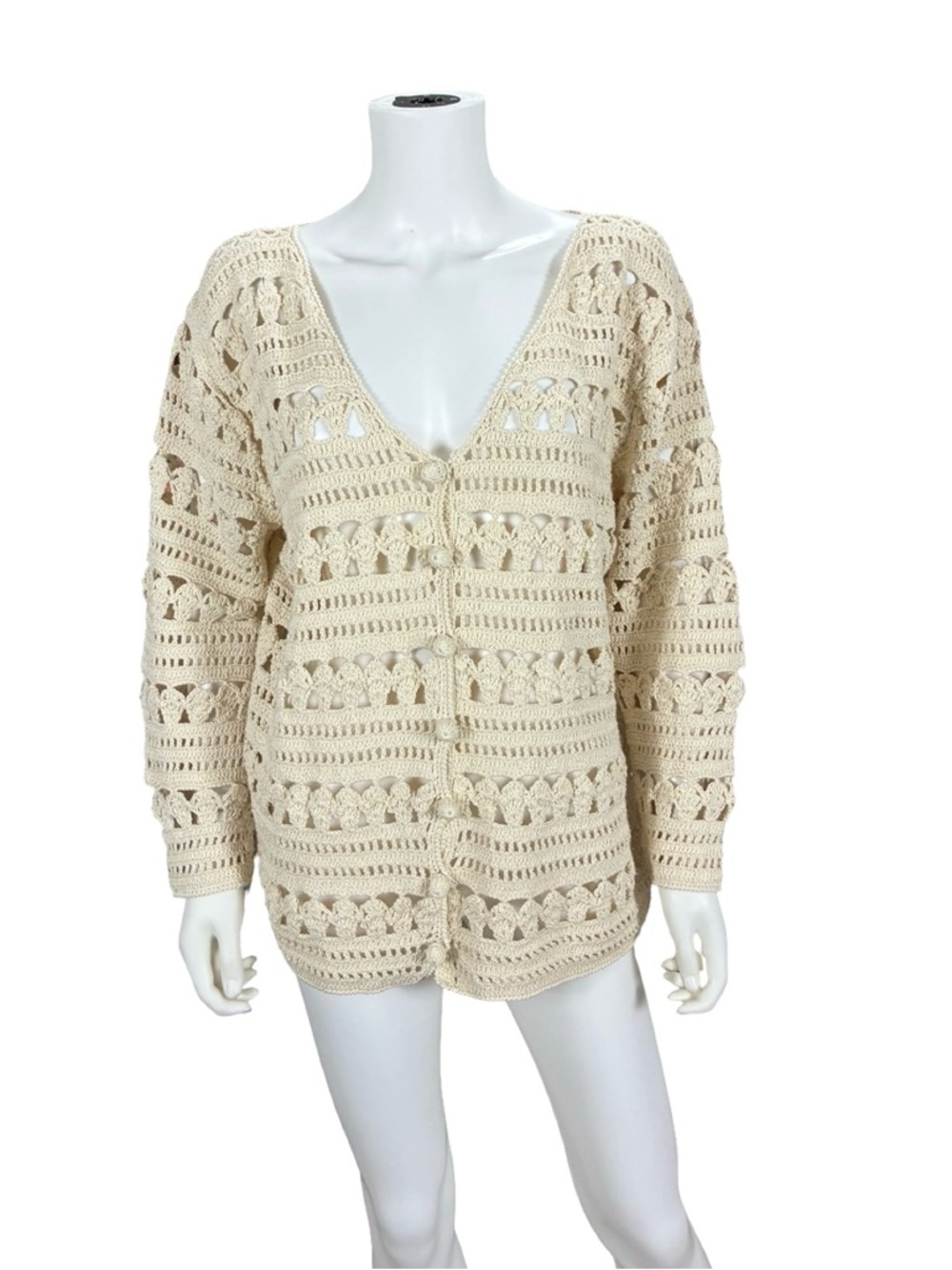 Handmade Open Knit Crochet Cardigan Sweater